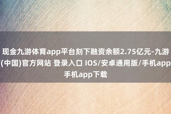 现金九游体育app平台刻下融资余额2.75亿元-九游体育(中国)官方网站 登录入口 IOS/安卓通用版/手机app下载