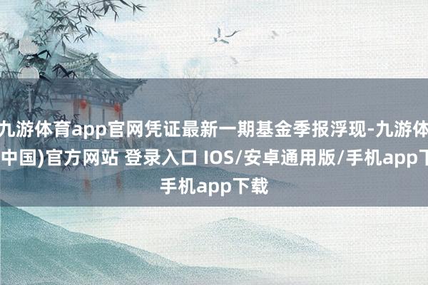 九游体育app官网凭证最新一期基金季报浮现-九游体育(中国)官方网站 登录入口 IOS/安卓通用版/手机app下载